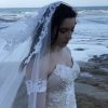 lace drop veil for modern wedding dress